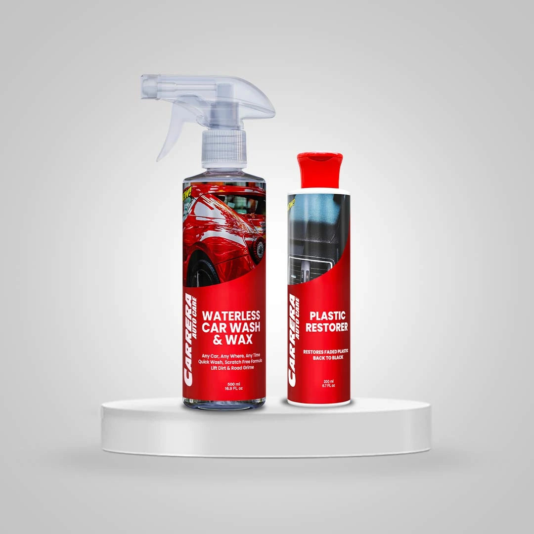 Pack of 2 Waterless Car Wash & wax + Plastic Restorer