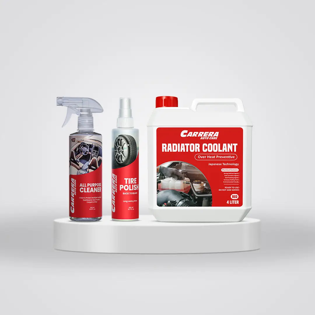 Carrera Coolant Over Heat Preventive + Tire Polish + All Purpose Cleaner