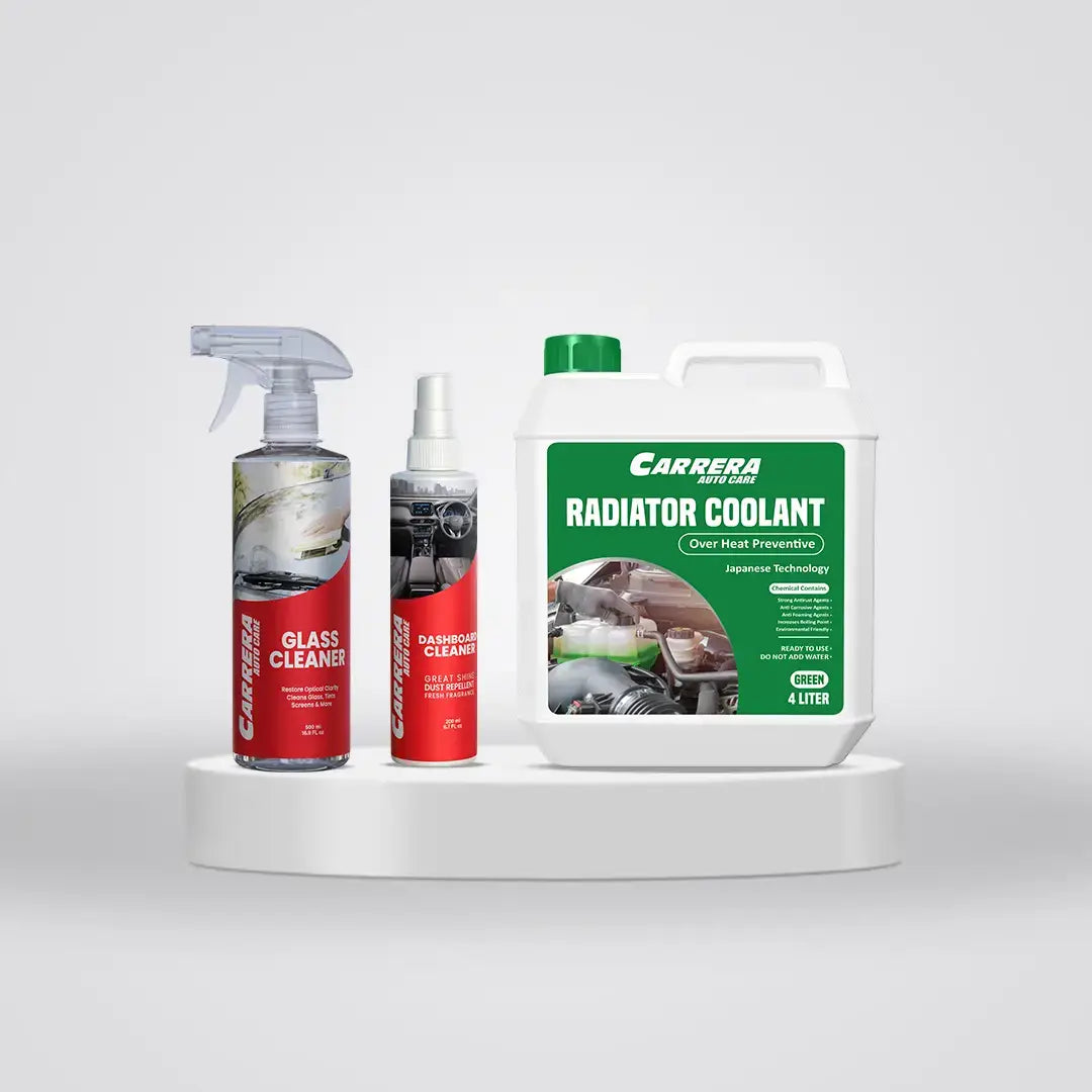 Carrera Coolant Over Heat Preventive + Glass Cleaner + Dashboard Cleaner
