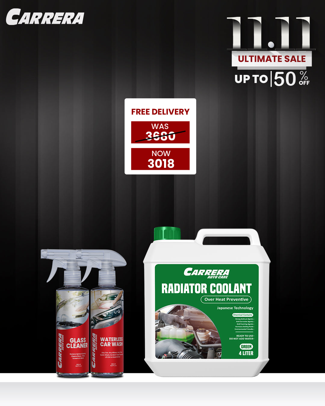 Carrera Coolant Over Heat Preventive + Glass Cleaner +waterless