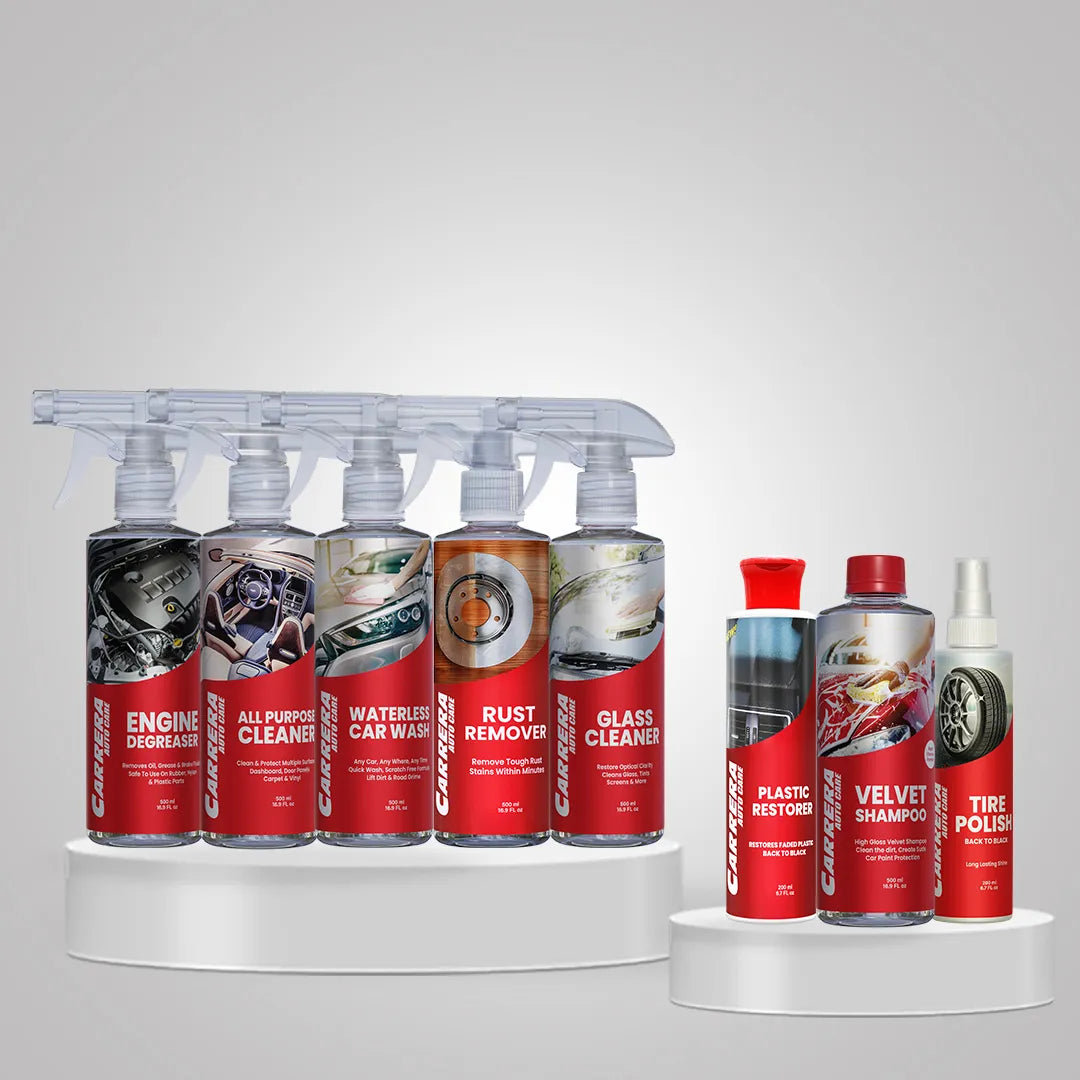 Pack Of 9 Carrera Car Interior &amp; Exterior Cleaning Products
