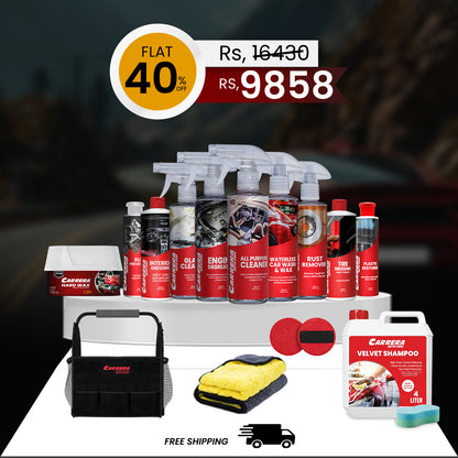 Detailing Caddy With Complete Carrera cleaning products