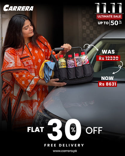 TD 500ml+APC 500ml+Colored Shampoo +Hard Wax+Waterless Wash &amp; Wax +Interior Dressing +ED 500ml+GC 500ml+Plastic Restorer 200ml+Fragrance Card+ Rust Remover + Rust Preventive 200ml +Detailing Caddy (Advanced Protection Kit) +yellow MF