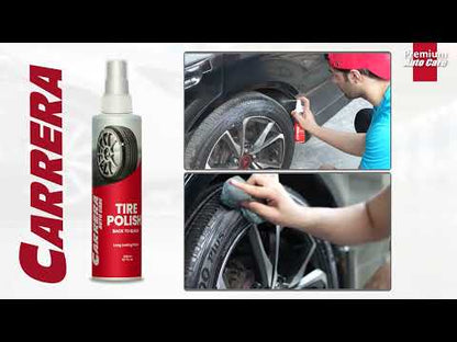 Application of carrera Tire Polish on car